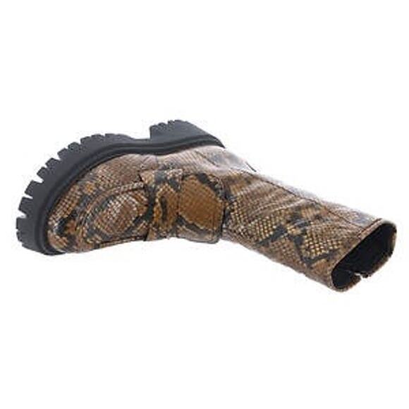 Free People Madison Leather Platform Loafer Boots in Golden Snake Size 7.5 - Picture 7 of 12